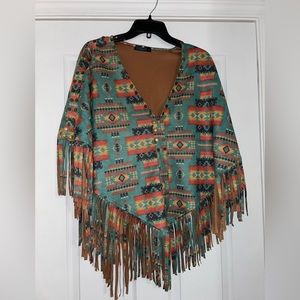 Aztec print pancho